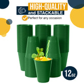 12 Oz. Emerald Green Plastic Cups | 16 Count